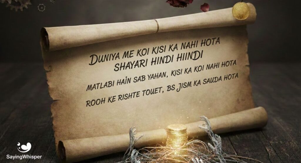 Duniya Me Koi Kisi Ka Nahi Hota Shayari Hindi