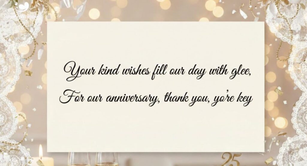 Short Thank You Message for Anniversary Wishes
