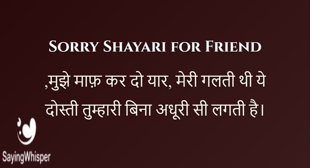 Sorry Shayari for Friend