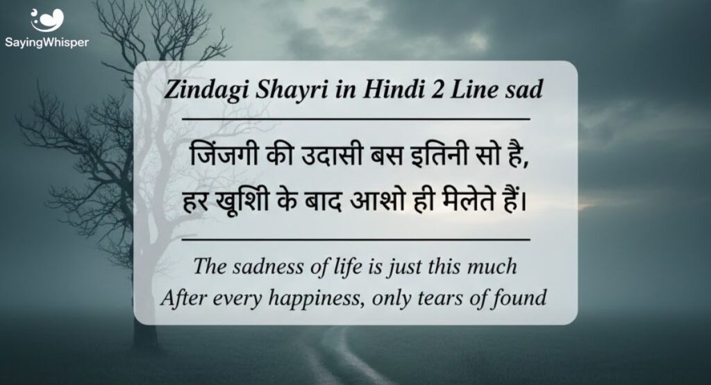 Zindagi Shayari in Hindi 2 Line Sad | जिंदगी शायरी दो लाइन sad