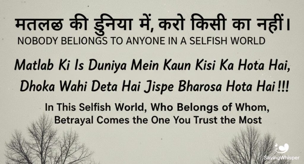 मतलब की दुनिया में कोई किसी का नहीं