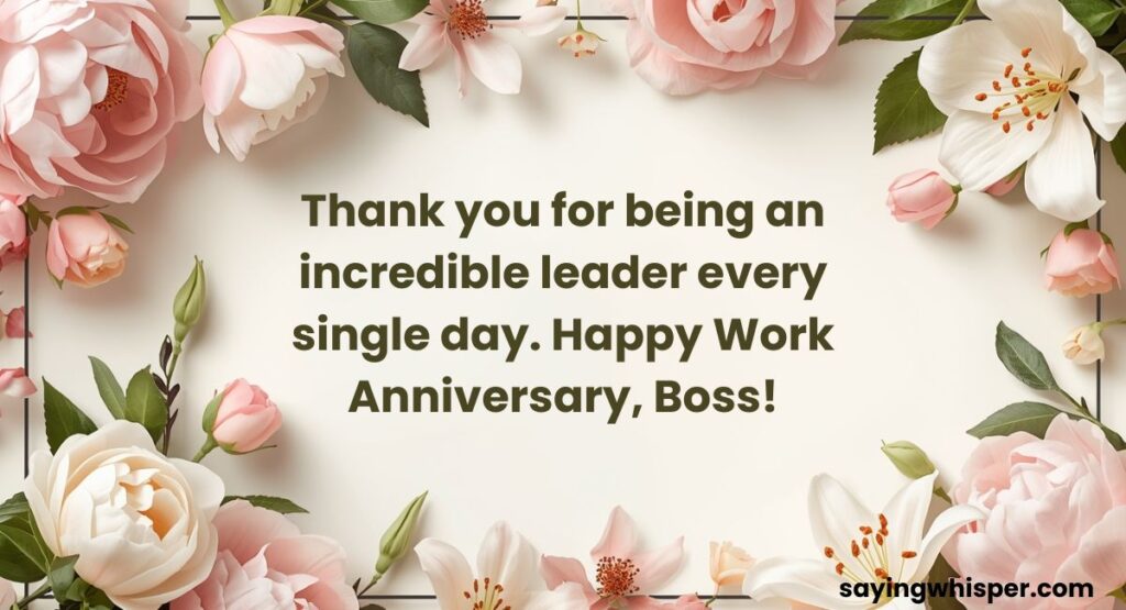 Work Anniversary Thank You Message to Boss