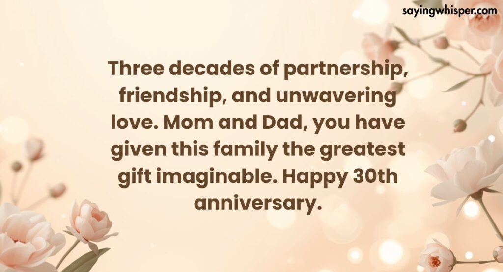 30th Anniversary Wishes for Parents