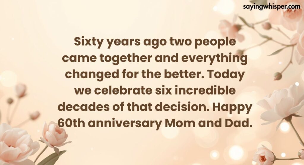 60th Anniversary Messages for Mom & Dad